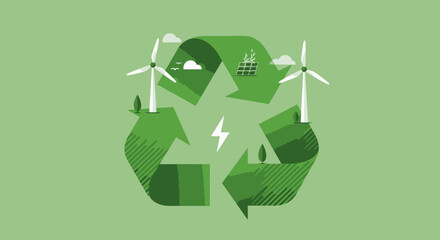 Sustainable energy cycle: renewable solutions with wind turbines and solar power