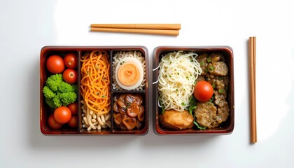 Japanese bento box on white background