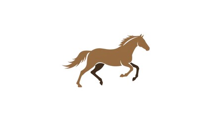 Fototapeta premium Elegant Brown Horse in Motion: Stylized Vector Illustration