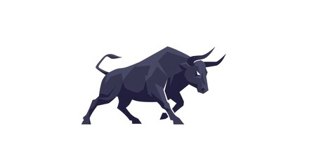 Powerful Geometric Bull Logo Design in Dark Gray