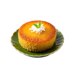 Fruit cake with kiwi and orange on a white plate