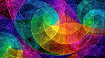 Abstract Colorful Circular Design With Spiral Patterns