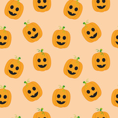 pastel halloween pumpkins pattern background