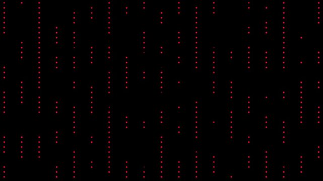 Futuristic Digital Interference Effect with Cascading Red Particles.