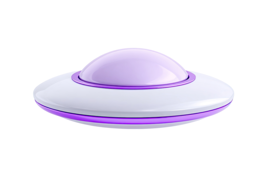 3D rendering of a stylized UFO, light purple and white