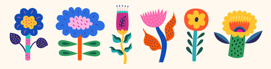 Vector set with beautiful wild flowers 