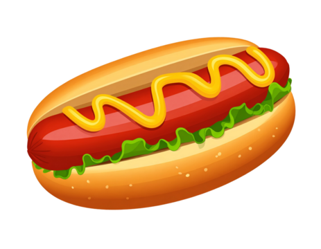 Minimalist American Hotdog Icon, Flat Style PNG