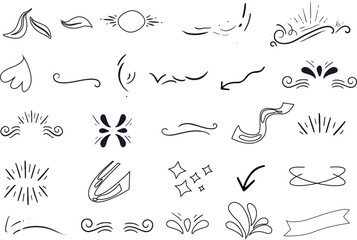 hand-drawn doodles, design icons set