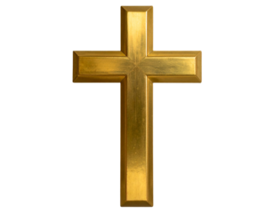Elegant Gold Cross with Polished Shine, Classic Religious Symbol PNG