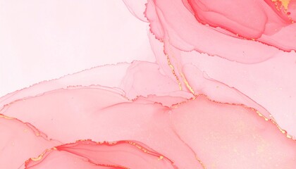 Elegant Blush Pink and Gold Alcohol Ink Abstract Art with Shimmering Veins and Fluid Layers