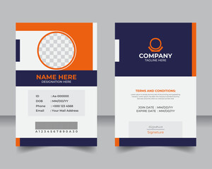 Obraz premium Professional Business ID Card, Modern Layout with Clean, Editable Design, Sleek Corporate ID Template, Minimalist and Fully Customizable Staff Card 