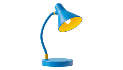 Blue Desk Lamp with Yellow Interior – Modern Table Lamp on Matching Base Isolated PNG