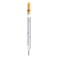 Explore the detailed view of a glass thermometer for medical and scientific temperature measurement needs