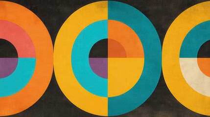 Obraz premium Colorful circular design on a dark background.