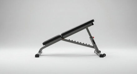 Adjustable Weight Bench – Black Padded Seat with Red Knob and Foot Rollers