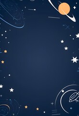 Fototapeta premium Seamless physics pattern with formulas, planets and atoms for presentations, wrapping paper, covers