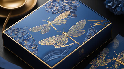 AI generator image of Gold and silver embossed gift wrapping paper and simple homemade wooden box, a small souvenir of the elegance of nature. Gifts packed in special packages