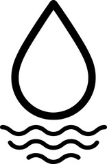 Water Icon. Vector line art symbol of a water drop and waves. Icon for nature, liquid, and purity concepts.