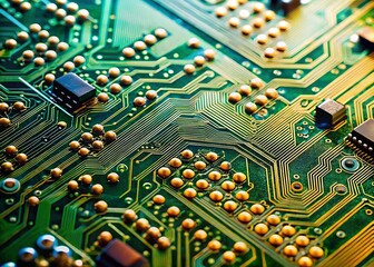 Macro Close Up of Circuit Board Detail Isolated