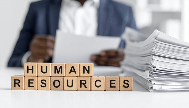 Human resources concept: Focused on human resources with papers in front of a person