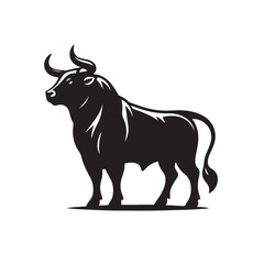 Powerful bull silhouette for agricultural or sports themes silhouette
