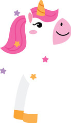 nursery cute pink unicorn peeking, whimsical unicorn with star cartoon, beautiful pastel happy unicorn illustration, adorable baby unicorn flat design
