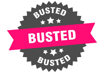 busted. busted round pink label isolated on transparent background