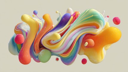 Naklejka premium Colorful abstract fluid art studio environment digital creation