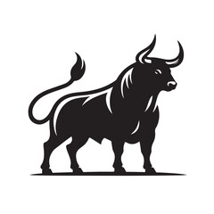Powerful bull head silhouette in profile symbolizing strength and nature
