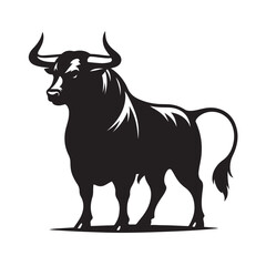 Powerful bull charging forward strong silhouette design