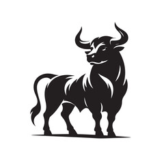 Powerful bull silhouette in profile symbolizing strength and nature silhouette