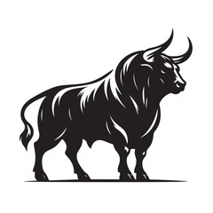 Powerful bull silhouette in dynamic pose