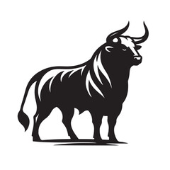 Powerful bull silhouette in a dynamic pose representing strength and freedom silhouette