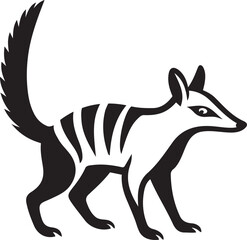 Numbat illustration black and white marsupial design, Stylized numbat drawing in monochrome