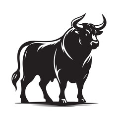 Powerful bull silhouette in a dynamic pose representing strength and nature silhouette