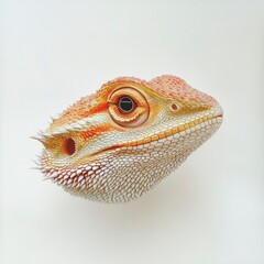 Fototapeta premium Detailed Close-Up of a Colorful Bearded Dragon Head Against White Background