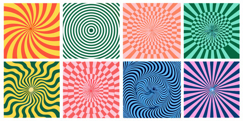 Eight Retro Psychedelic Optical Illusion Patterns