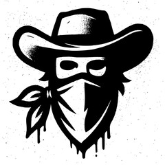Cool cowboy with bandana and hat, a vintage outlaw design for branding, edgy style