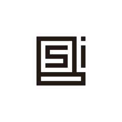 Letter B, S and i square geometric symbol simple logo vector