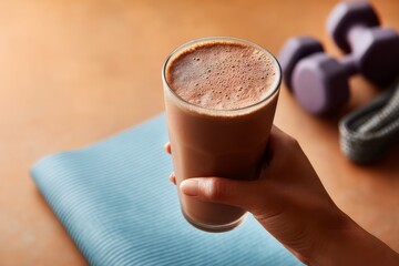 Fototapeta premium Koktajl białkowy po treningu – zdrowy napój w szklance