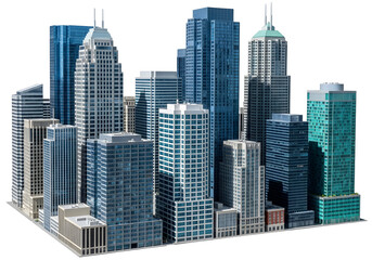 Fototapeta premium Modern Cityscape of Skyscrapers, Various Architectural Styles