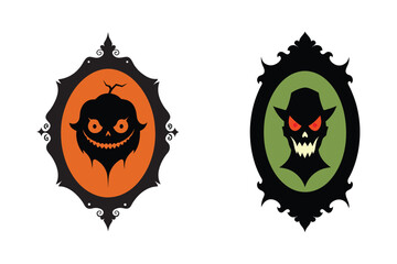 Hand Drawn Vintage Style Halloween Frame Template Illustration