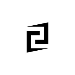 Number 2 square, modern geometric symbol simple logo vector