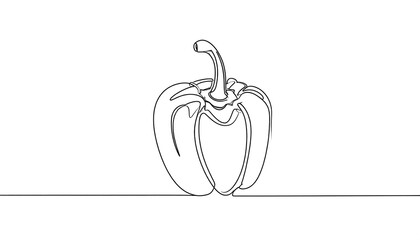 Single line drawing of a bell pepper