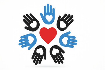 Fototapeta premium Vector of hands with heart. Symbol of charity. Icon of volunteer