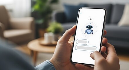 Person Using Chatbot App on Smartphone for Messaging