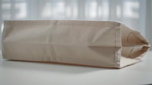 Beige Pillow Lying on White Surface in Soft Studio Light