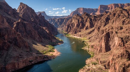 Aerial View Of Canyon River Landscape