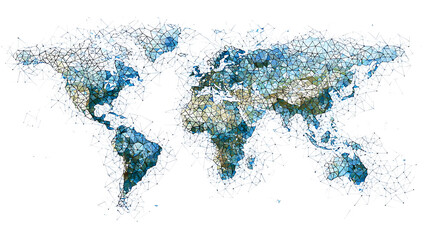 Obraz premium world map on blue background