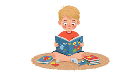A boy reading a book 